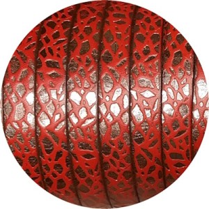 Cuir plat de 10mm avec relief bronze métal et rouge en vente au cm