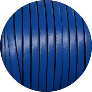 Cordon de cuir plat 5mm nouveau bleu vendu à la coupe au cm