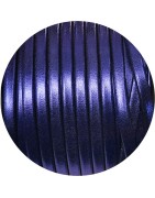 Cordon de cuir plat 5mm violet métal vendu à la coupe au cm
