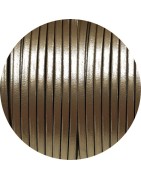 Cordon de cuir plat 3mm or pale métal vendu à la coupe au cm