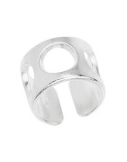 Bague 3 ronds ajourés en étain plaqué argent 10microns blanc brillant