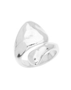 Bague en forme de serpent plat martelé en étain plaqué argent 10microns