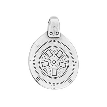 Pendentif tribal de 48mm en métal placage argent