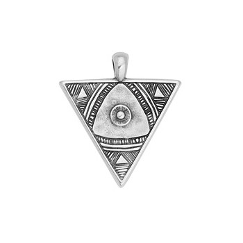 Pendentif triangulaire tribal de 28mm en métal placage argent