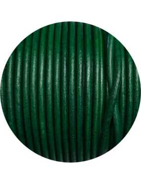 Cordon de cuir rond vert bouteille-3mm-Espagne-Premium