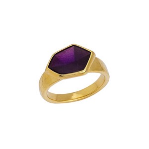 Bague fermée avec émail violet en métal couleur or