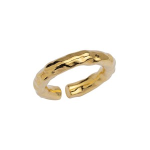 Bague anneau martelé en étain couleur or brillant