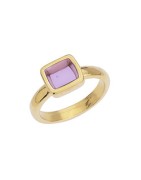 Bague anneau fermé avec carré émaillé violet en métal couleur or