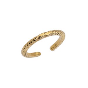 Bague anneau ondulé en étain couleur or