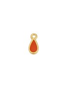 Pendentif goutte émaillé orange en métal couleur or