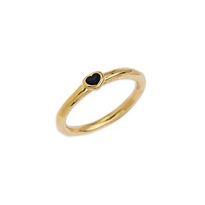 Bague fermée couleur or de 17mm avec cœur en émail noir