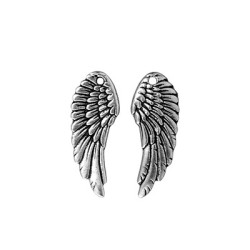 Pampille aile d'ange gauche de 28mm en métal placage argent