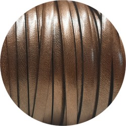 Cordon de cuir plat 5mm de couleur bronze métallique en vente au cm