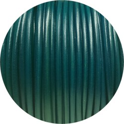 Lacet de cuir rond vert d'eau de 4mm-Espagne-Premium