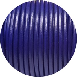 Lacet de cuir rond bleu violet de 4mm-Espagne-Premium