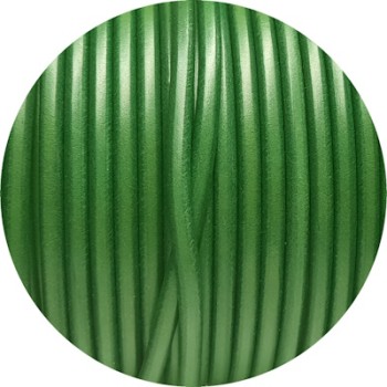 Lacet de cuir rond vert de 4mm-Espagne-Premium