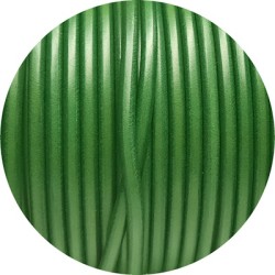 Lacet de cuir rond vert de 4mm-Espagne-Premium