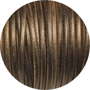 Lacet de cuir rond bronze de 4mm-Espagne-Premium