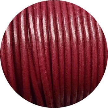 Lacet de cuir rond grenat de 4mm-Espagne-Premium