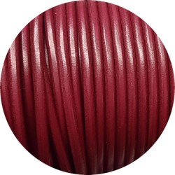 Lacet de cuir rond grenat de 4mm-Espagne-Premium
