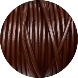 Lacet de cuir rond vieux cognac de 4mm-Espagne-Premium