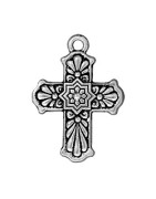 Pampille croix de 29mm en métal placage argent