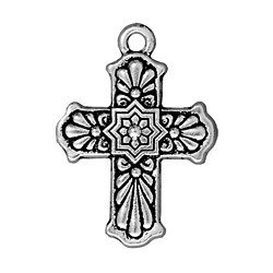 Pampille croix de 29mm en métal placage argent