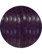 Cuir plat 5mm fantaisie ovales noirs sur fond violet en vente au cm