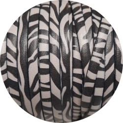 Cuir plat 5mm fantaisie impression vagues noires-vente au cm