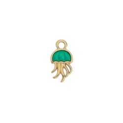 Pendentif pieuvre émaillée turquoise en métal couleur or