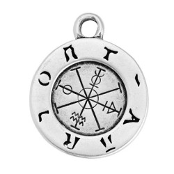 Boussole viking de 45mm en métal placage argent