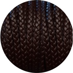 Cordon de cuir plat tresse 5mm marron foncé en vente au cm