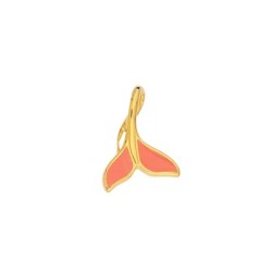 Pendentif queue de poisson émaillée corail en métal couleur or Pendentif queue de poisson émaillée corail en métal couleur or