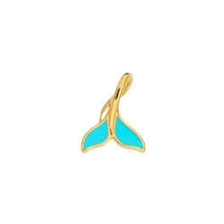 Pendentif queue de poisson émaillée turquoise en métal couleur or
