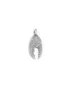 Pendentif pince de homard émaillée blanc œil en métal placage argent