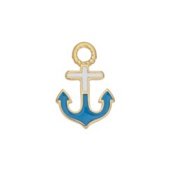 Pendentif ancre émaillée blanc bleu en métal couleur or Pendentif ancre émaillée blanc bleu en métal couleur or