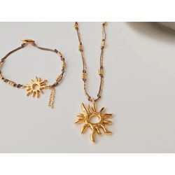 Soleil pour collier de 27mm en métal couleur or