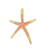 Pendant étoile de mer émaillée saumon nacré en métal couleur or