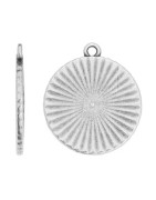 Disque cœur strié de 26mm en métal placage argent