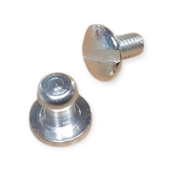 Bouton de col a visser en métal plaqué argent 10 microns