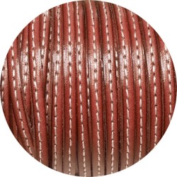 Cuir plat de 5mm vieux rose foncé couture blanche en vente au cm-Premium