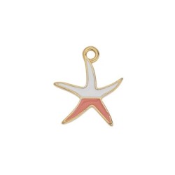 Pendentif étoile de mer émaillée blanc saumon en métal couleur or Pendentif étoile de mer émaillée blanc saumon en métal couleur or
