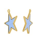 Pendant étoile en métal couleur or, émaillée glitter bleu