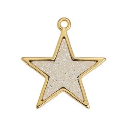 Pendant étoile en métal couleur or, émaillée glitter beige
