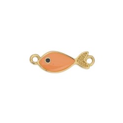 Intercalaire poisson émaillée corail en métal couleur or Intercalaire poisson émaillée corail en métal couleur or