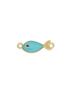 Intercalaire poisson émaillée turquoise en métal couleur or