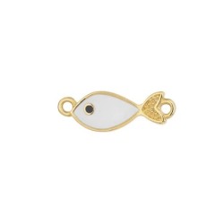 Intercalaire poisson émaillée blanc en métal couleur or Intercalaire poisson émaillée blanc en métal couleur or
