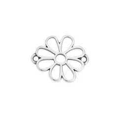 Intercalaire fleur ajourée de 19mm en métal placage argent Intercalaire fleur ajourée de 19mm en métal placage argent