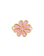 Intercalaire fleur émaillée rose de 19mm en métal couleur or