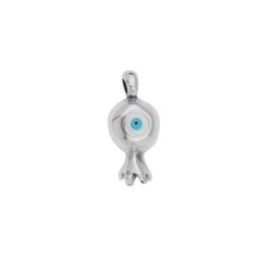 Pendentif grenade émaillée avec œil en métal placage argent Pendentif grenade émaillée avec œil en métal placage argent